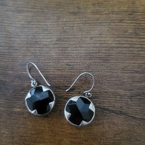 Silpada Sterling Silver/Black Chalcedony Drop Earrings